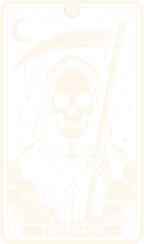 The Death Tarot Skull - tarot card, tarot, skull, bone, pop culture, horror, horror, halloween, nerd, magic, vintage, retro, mystical, black magic, magic