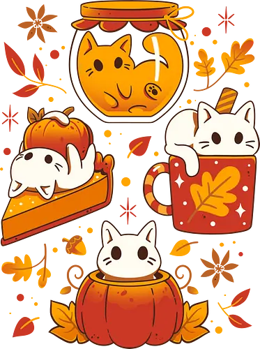 Pumpkin Party Kittens - pumpkin, kürbis, katze, cat, Pumpkin Spice